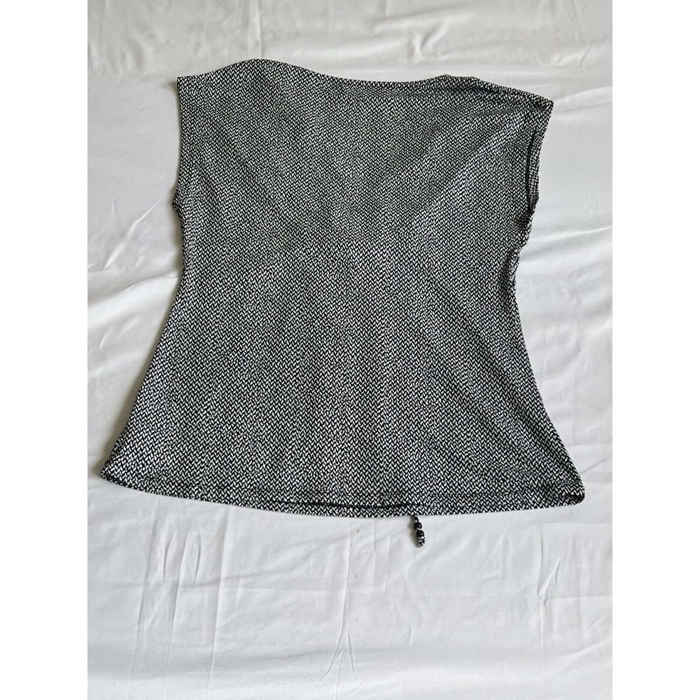 Michael Michael Kors Sleeveless Front Tie Blouse Black White Size M - Picture 7 of 8